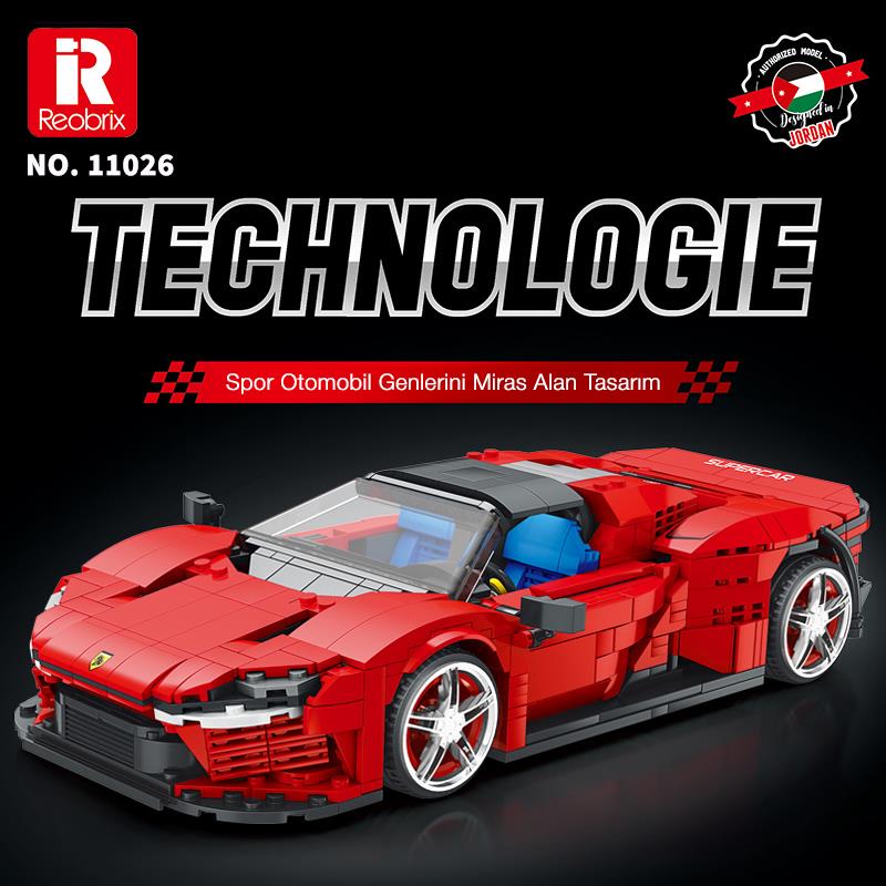 Reobrix Technic 11026 Ferrari Daytona SP3 Araba Yaratıcı Yapı Blok Seti Building Blocks - 1168 Parça