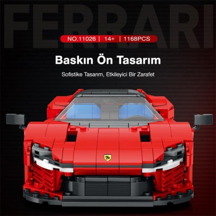 Reobrix Technic 11026 Ferrari Daytona SP3 Araba Yaratıcı Yapı Blok Seti Building Blocks - 1168 Parça - Thumbnail