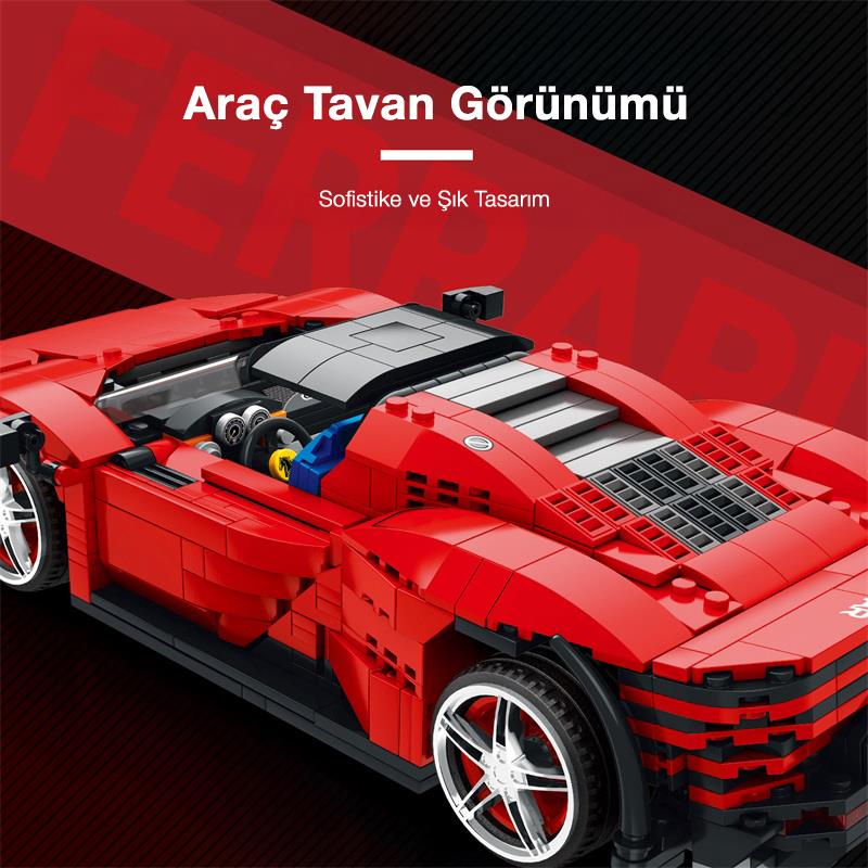 Reobrix Technic 11026 Ferrari Daytona SP3 Araba Yaratıcı Yapı Blok Seti Building Blocks - 1168 Parça
