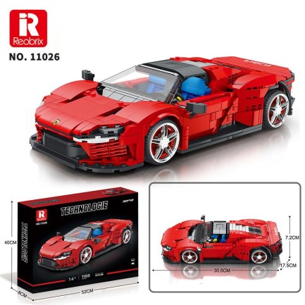 Reobrix Technic 11026 Ferrari Daytona SP3 Araba Yaratıcı Yapı Blok Seti Building Blocks - 1168 Parça - Thumbnail