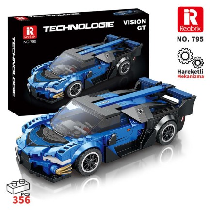Reobrix - Reobrix Creator 795 Bugatti Vision GT Spor Araba Yaratıcı Yapı Blok Seti Building Blocks - 356 Parça