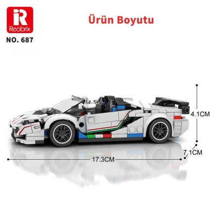 Reobrix Creator 687 Lamborghini SVJ Spor Araba Yaratıcı Yapı Blok Seti Building Blocks - 348 Parça - Thumbnail