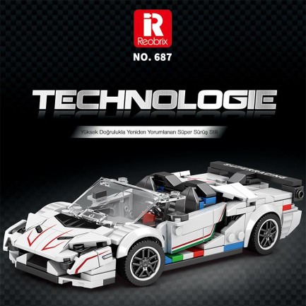 Reobrix Creator 687 Lamborghini SVJ Spor Araba Yaratıcı Yapı Blok Seti Building Blocks - 348 Parça - Thumbnail