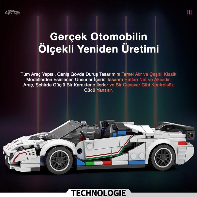 Reobrix Creator 687 Lamborghini SVJ Spor Araba Yaratıcı Yapı Blok Seti Building Blocks - 348 Parça