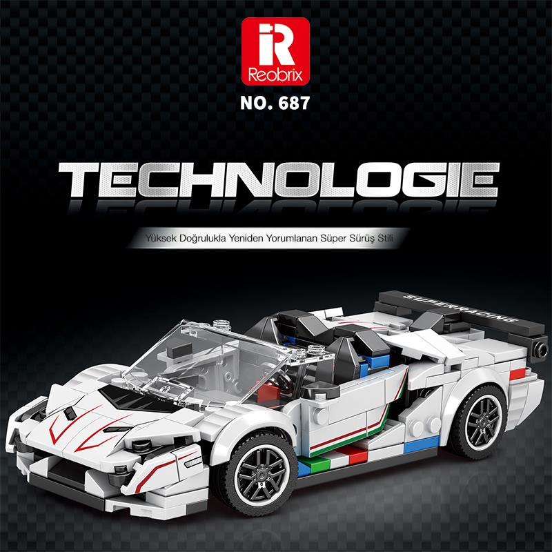 Reobrix Creator 687 Lamborghini SVJ Spor Araba Yaratıcı Yapı Blok Seti Building Blocks - 348 Parça