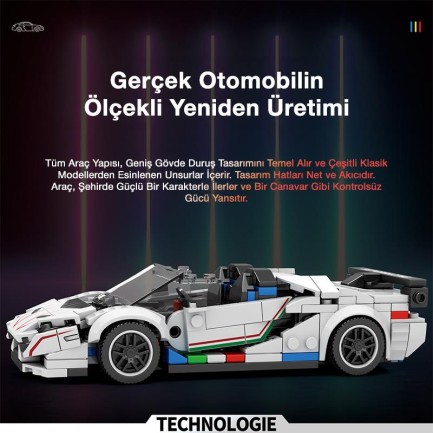Reobrix Creator 687 Lamborghini SVJ Spor Araba Yaratıcı Yapı Blok Seti Building Blocks - 348 Parça - Thumbnail