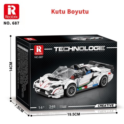 Reobrix Creator 687 Lamborghini SVJ Spor Araba Yaratıcı Yapı Blok Seti Building Blocks - 348 Parça - Thumbnail