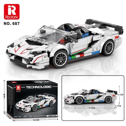 Reobrix Creator 687 Lamborghini SVJ Spor Araba Yaratıcı Yapı Blok Seti Building Blocks - 348 Parça - Thumbnail