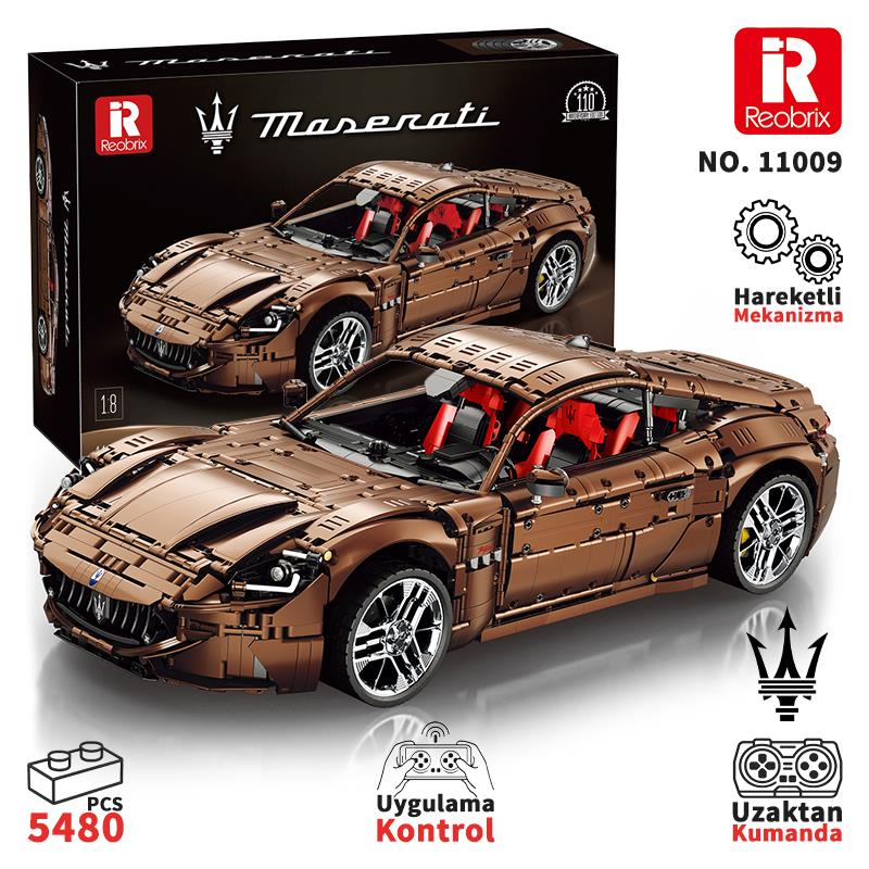 Reobrix 11009 Lisanslı 1/8 Maserati GranTurismo Kumanda ve Motorlu Yaratıcı Yapı Blok Seti Building Blocks - 5480 Parça