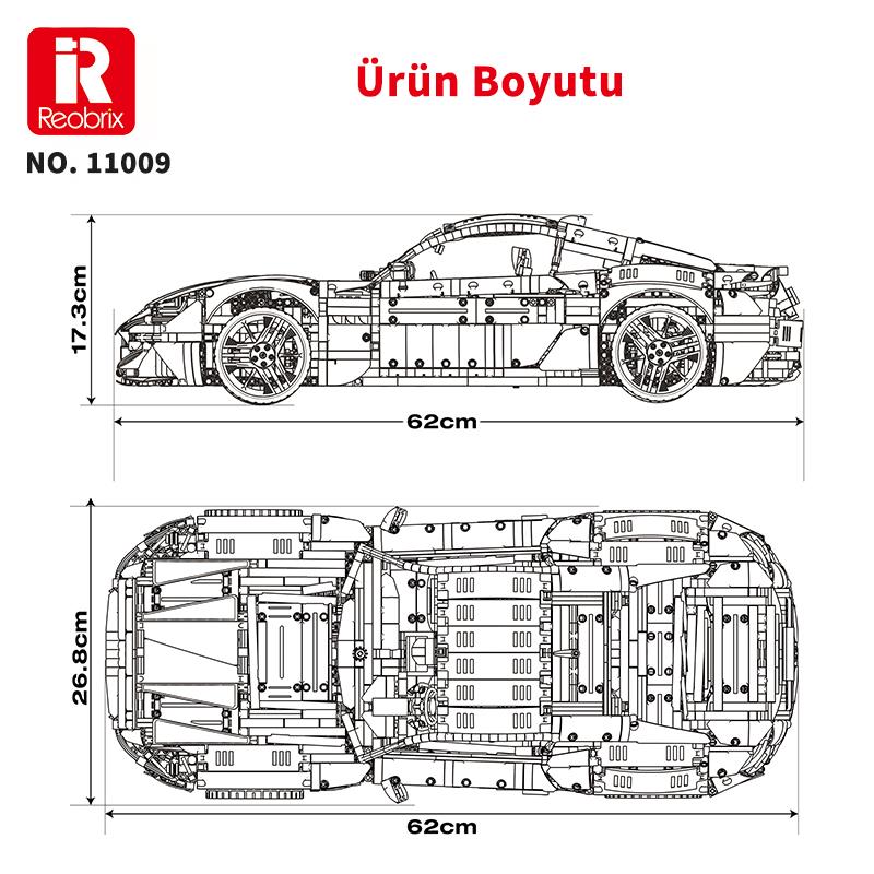 Reobrix 11009 Lisanslı 1/8 Maserati GranTurismo Kumanda ve Motorlu Yaratıcı Yapı Blok Seti Building Blocks - 5480 Parça