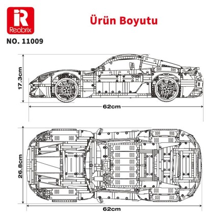 Reobrix 11009 Lisanslı 1/8 Maserati GranTurismo Kumanda ve Motorlu Yaratıcı Yapı Blok Seti Building Blocks - 5480 Parça - Thumbnail