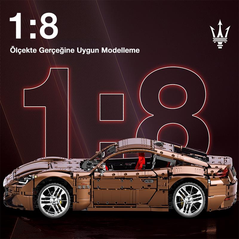 Reobrix 11009 Lisanslı 1/8 Maserati GranTurismo Kumanda ve Motorlu Yaratıcı Yapı Blok Seti Building Blocks - 5480 Parça