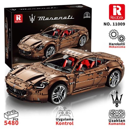Reobrix - Reobrix 11009 Lisanslı 1/8 Maserati GranTurismo Kumanda ve Motorlu Yaratıcı Yapı Blok Seti Building Blocks - 5480 Parça
