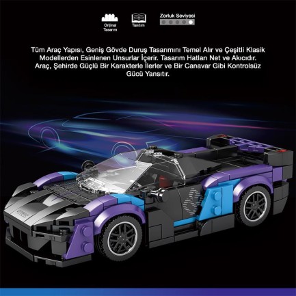 Reobrix Creator 678 McLaren Sabre Spor Araba Yaratıcı Yapı Blok Seti Building Blocks - 390 Parça - Thumbnail