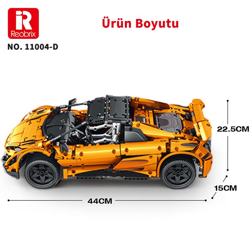 Reobrix Technic 11004-D 1/10 McLaren 675LT Spider Araba Kumanda&Motorlu Yaratıcı Yapı Blok Seti Building Blocks - 1886 Parça