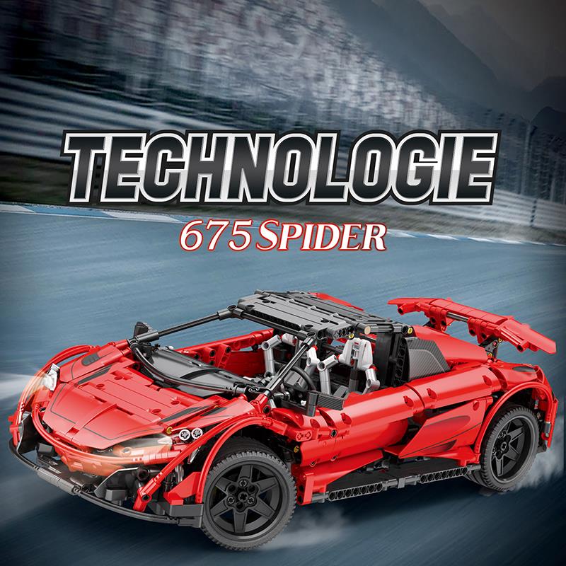 Reobrix Technic 11004-D 1/10 McLaren 675LT Spider Araba Kumanda&Motorlu Yaratıcı Yapı Blok Seti Building Blocks - 1886 Parça