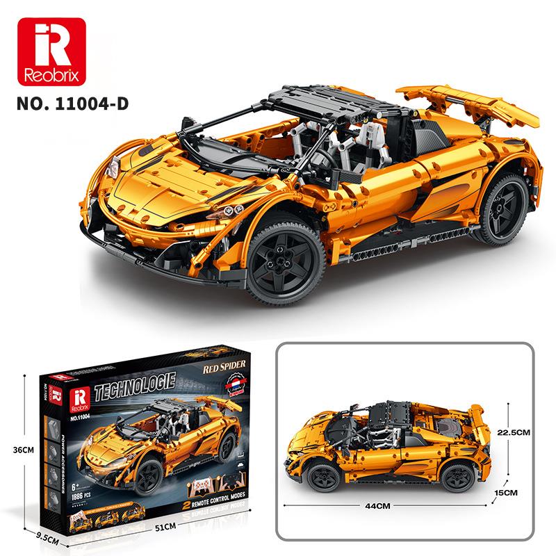 Reobrix Technic 11004-D 1/10 McLaren 675LT Spider Araba Kumanda&Motorlu Yaratıcı Yapı Blok Seti Building Blocks - 1886 Parça