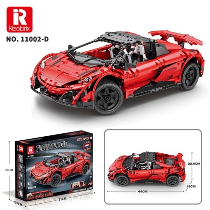 Reobrix Technic 11002-D 1/10 McLaren 675LT Spider Araba Kumanda&Motorlu Yaratıcı Yapı Blok Seti Building Blocks - 1886 Parça - Thumbnail