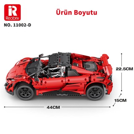 Reobrix Technic 11002-D 1/10 McLaren 675LT Spider Araba Kumanda&Motorlu Yaratıcı Yapı Blok Seti Building Blocks - 1886 Parça - Thumbnail