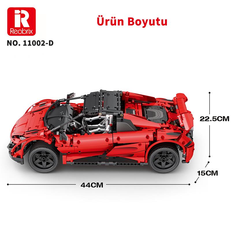 Reobrix Technic 11002-D 1/10 McLaren 675LT Spider Araba Kumanda&Motorlu Yaratıcı Yapı Blok Seti Building Blocks - 1886 Parça