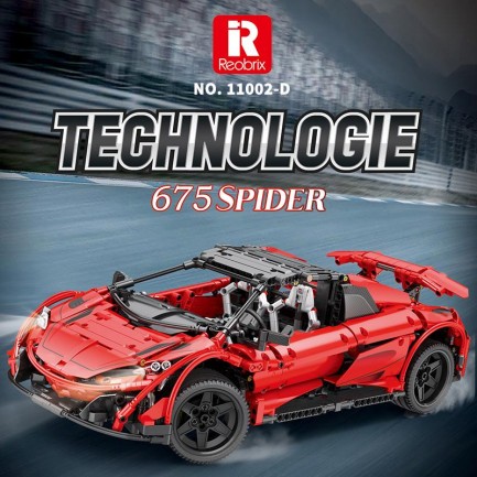 Reobrix Technic 11002-D 1/10 McLaren 675LT Spider Araba Kumanda&Motorlu Yaratıcı Yapı Blok Seti Building Blocks - 1886 Parça - Thumbnail