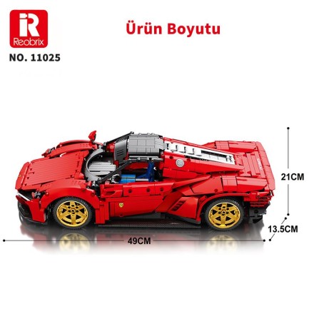 Reobrix Technic 11025 Ferrari Daytona SP3 Araba Yaratıcı Yapı Blok Seti Building Blocks - 1958 Parça - Thumbnail