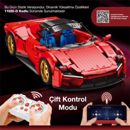 Reobrix Technic 11025 Ferrari Daytona SP3 Araba Yaratıcı Yapı Blok Seti Building Blocks - 1958 Parça - Thumbnail