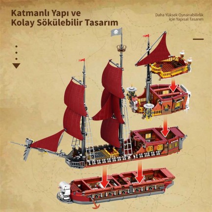 Reobrix 66010 Korsan Gemisi Yaratıcı Yapı Blok Seti Building Blocks (Pirate Revenge - The Pirates) - 2776 Parça - Thumbnail