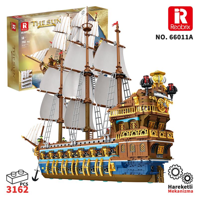 Reobrix 66011 Kraliyet Filosu Gemisi Yaratıcı Yapı Blok Seti Building Blocks (The Royal Fleet The Sun)- 3162 Parça