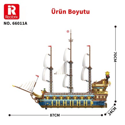 Reobrix 66011 Kraliyet Filosu Gemisi Yaratıcı Yapı Blok Seti Building Blocks (The Royal Fleet The Sun)- 3162 Parça - Thumbnail