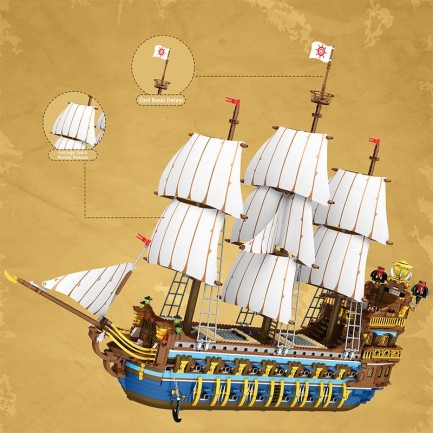 Reobrix 66011 Kraliyet Filosu Gemisi Yaratıcı Yapı Blok Seti Building Blocks (The Royal Fleet The Sun)- 3162 Parça - Thumbnail