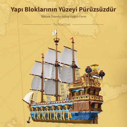 Reobrix 66011 Kraliyet Filosu Gemisi Yaratıcı Yapı Blok Seti Building Blocks (The Royal Fleet The Sun)- 3162 Parça - Thumbnail