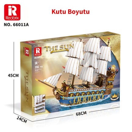 Reobrix 66011 Kraliyet Filosu Gemisi Yaratıcı Yapı Blok Seti Building Blocks (The Royal Fleet The Sun)- 3162 Parça - Thumbnail