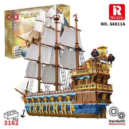 Reobrix - Reobrix 66011 Kraliyet Filosu Gemisi Yaratıcı Yapı Blok Seti Building Blocks (The Royal Fleet The Sun)- 3162 Parça