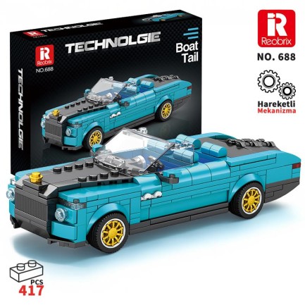 Reobrix - Reobrix Creator 688 Rolls Royce Boat Tail Araba Yaratıcı Yapı Blok Seti Building Blocks - 417 Parça
