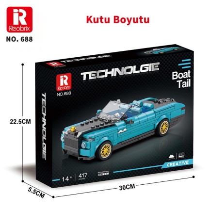Reobrix Creator 688 Rolls Royce Boat Tail Araba Yaratıcı Yapı Blok Seti Building Blocks - 417 Parça - Thumbnail