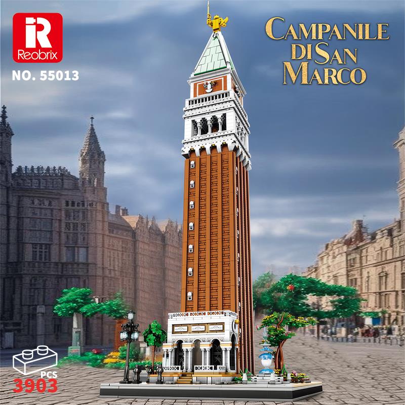 Reobrix 55013 Aziz Mark'ın Çan Kulesi Yaratıcı Yapı Blok Seti Building Blocks (Campanile Di San Marco)-3903Parça