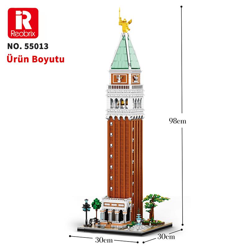 Reobrix 55013 Aziz Mark'ın Çan Kulesi Yaratıcı Yapı Blok Seti Building Blocks (Campanile Di San Marco)-3903Parça