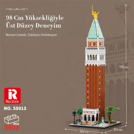 Reobrix 55013 Aziz Mark'ın Çan Kulesi Yaratıcı Yapı Blok Seti Building Blocks (Campanile Di San Marco)-3903Parça - Thumbnail