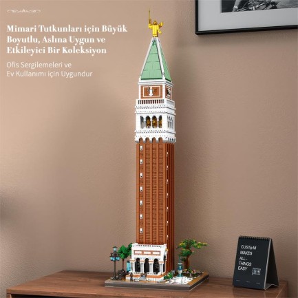Reobrix 55013 Aziz Mark'ın Çan Kulesi Yaratıcı Yapı Blok Seti Building Blocks (Campanile Di San Marco)-3903Parça - Thumbnail