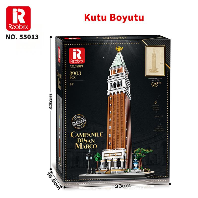 Reobrix 55013 Aziz Mark'ın Çan Kulesi Yaratıcı Yapı Blok Seti Building Blocks (Campanile Di San Marco)-3903Parça