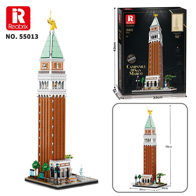 Reobrix 55013 Aziz Mark'ın Çan Kulesi Yaratıcı Yapı Blok Seti Building Blocks (Campanile Di San Marco)-3903Parça