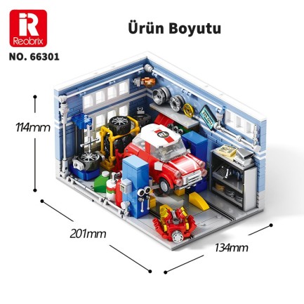 Reobrix Triangular Auto Repair Shop Scene 66301 Brick Yapım Seti - Thumbnail