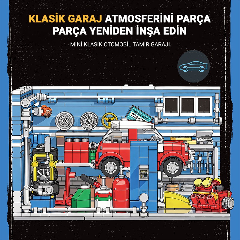 Reobrix Triangular Auto Repair Shop Scene 66301 Brick Yapım Seti
