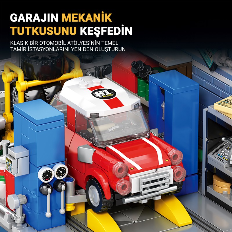 Reobrix Triangular Auto Repair Shop Scene 66301 Brick Yapım Seti