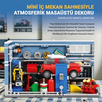 Reobrix Triangular Auto Repair Shop Scene 66301 Brick Yapım Seti - Thumbnail