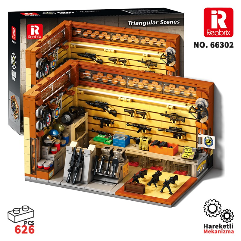 Reobrix Triangular Gun Shop Scene 66302 Brick Yapım Seti