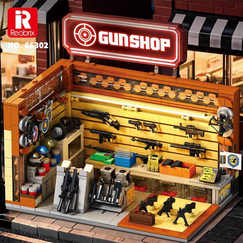 Reobrix Triangular Gun Shop Scene 66302 Brick Yapım Seti