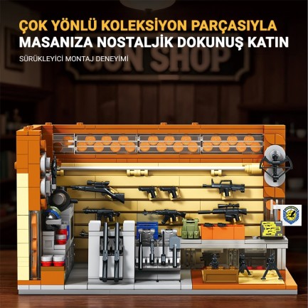 Reobrix Triangular Gun Shop Scene 66302 Brick Yapım Seti - Thumbnail