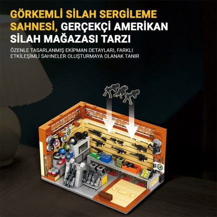 Reobrix Triangular Gun Shop Scene 66302 Brick Yapım Seti - Thumbnail